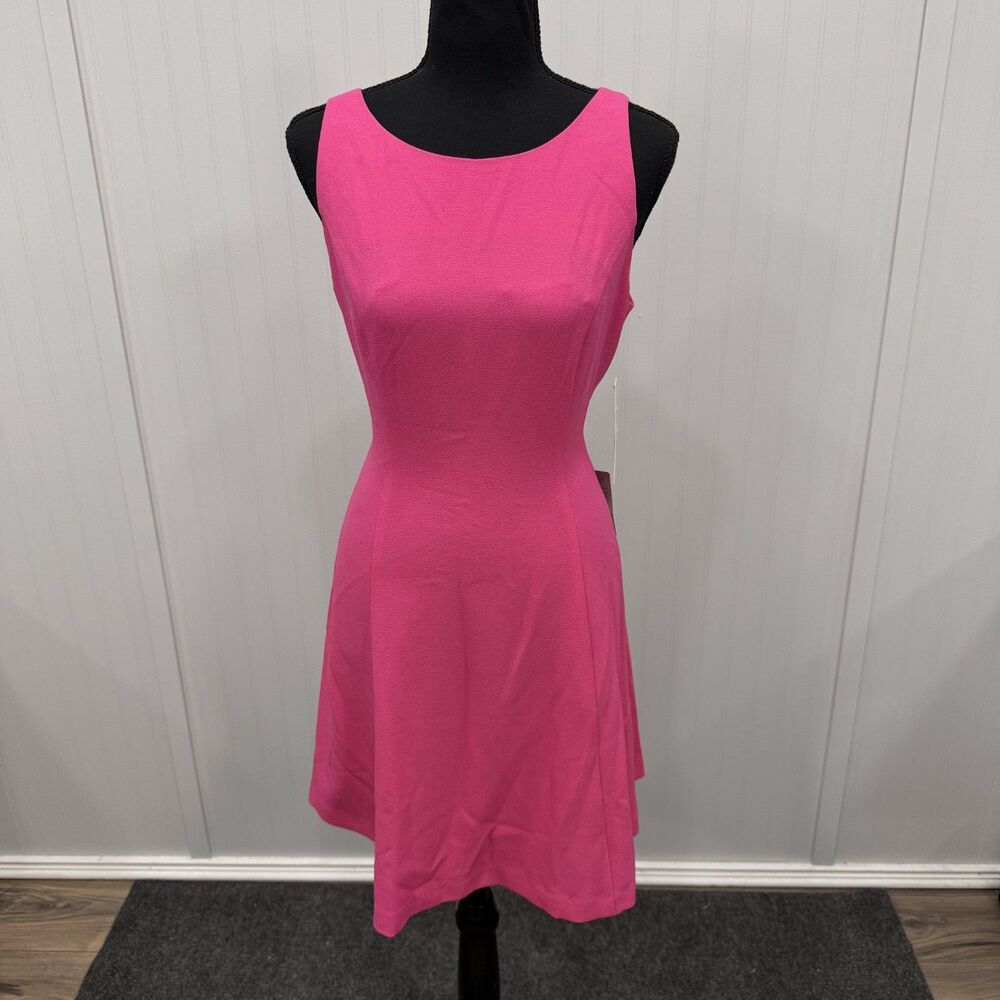 Eliza J Women's Size 8 Bright Pink Sleeveless Fit & Flare Knee Length Dress NWT - Picture 1 of 7